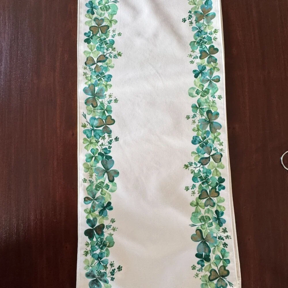 Nicole Miller Saint St Patricks Day Table Runner Shamrock Party Home Decor 14x72 - Picture 10 of 10
